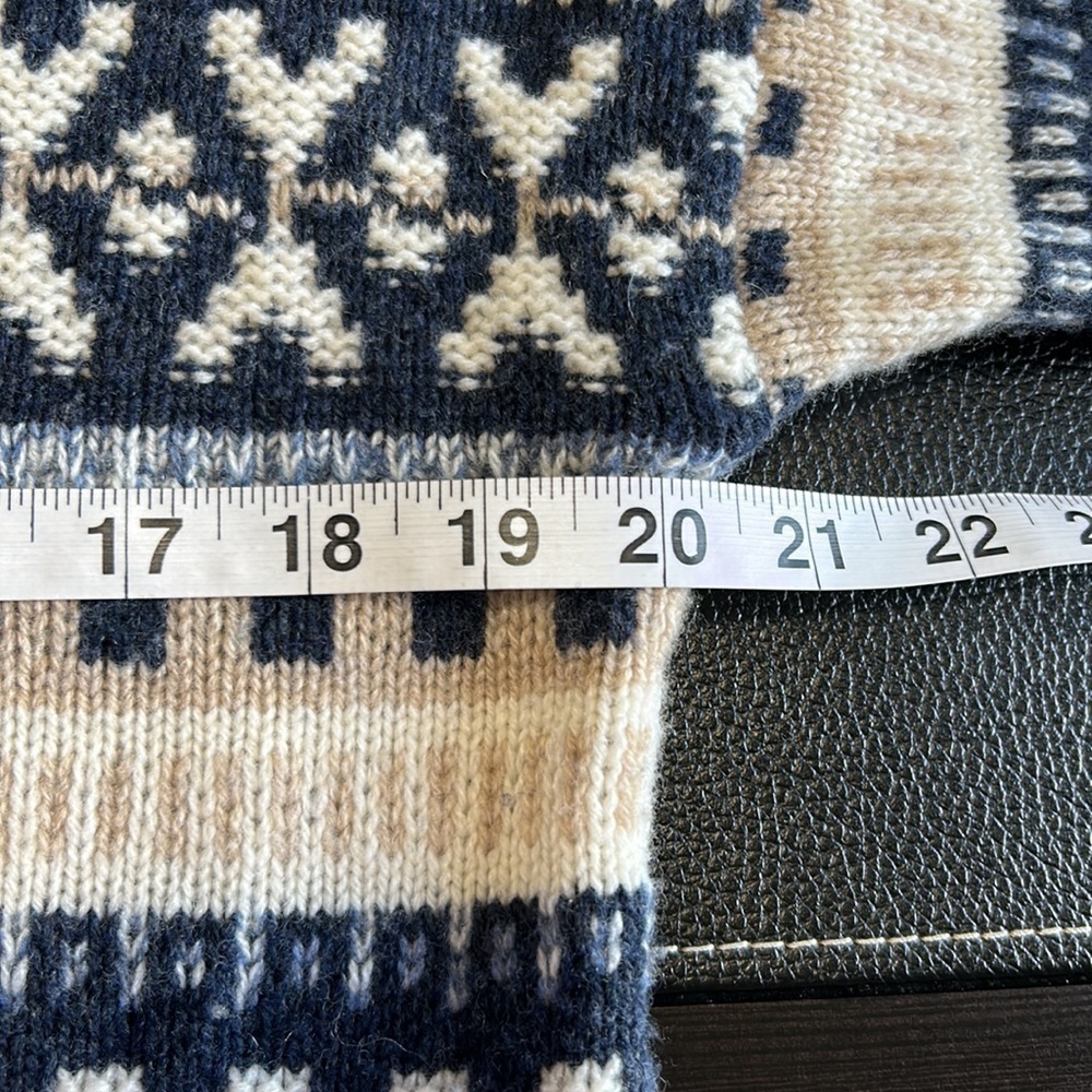 MADEWELL Forrest Fair Isle Wool V-Neck Sweater Blue Tan Cream Sz XS - Picture 12 of 14